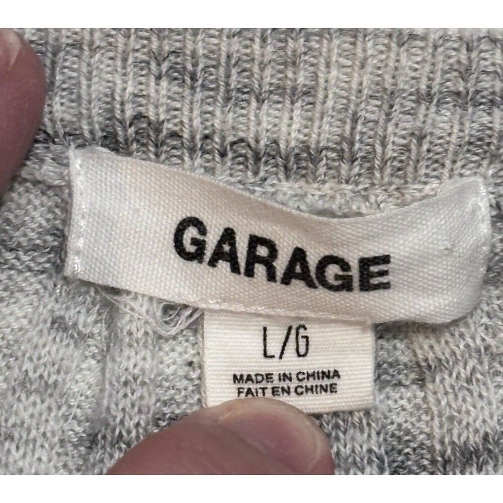 Women’s Garage Grey Navy Heather Open-Front Long Gray Knit Cardigan Sweater L - Picture 9 of 16